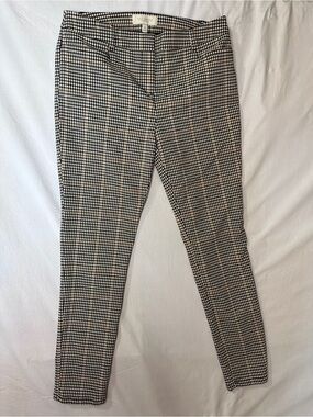 Talbots Black, White & Brown Gingham Straight-Leg Pants